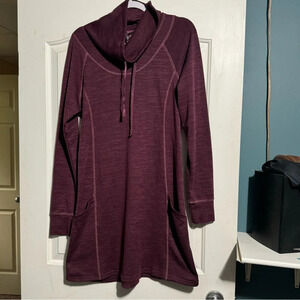 Kuhl Lea Dress Cowl Neck Midi Length Pockets  Purple Size XL